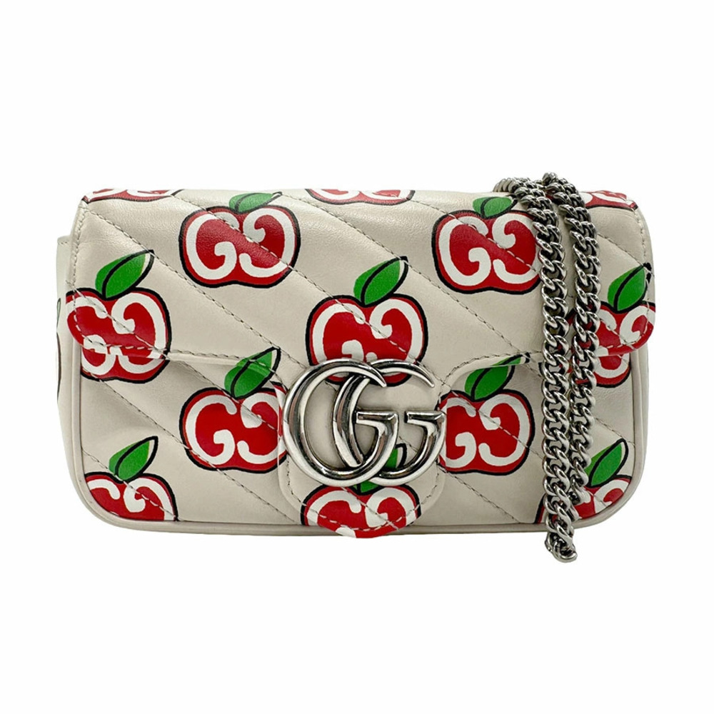 Gucci GG Marmont Leather Shoulder Bag Ivory White